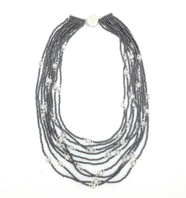 Collar cosecha 10 hilos plateadas